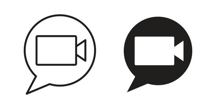 Video call icon in black and white. clipart and line style icons