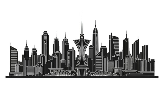 Kuwait City Skyline Silhouette Vector Illustration