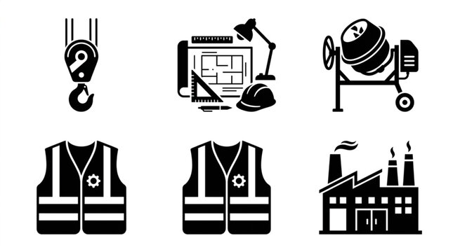 Construction Industry Icons Set.