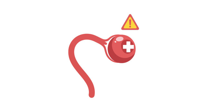 Medical Warning Icon: Blood Vessel Aneurysm with Danger Symbol