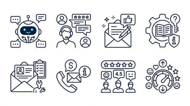 Customer Service and Feedback Icons Set.