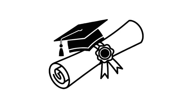 Graduation Cap and Diploma Certificate.