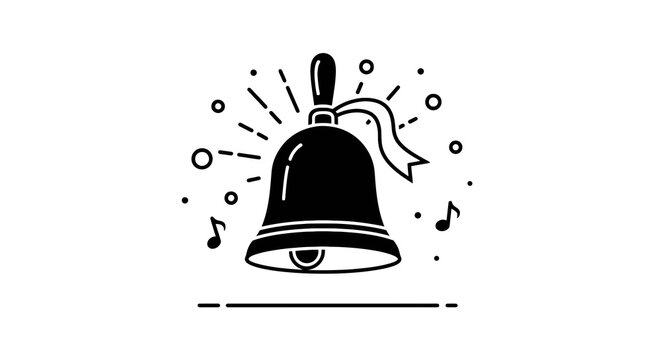 Black Bell With Music Notes Rising.