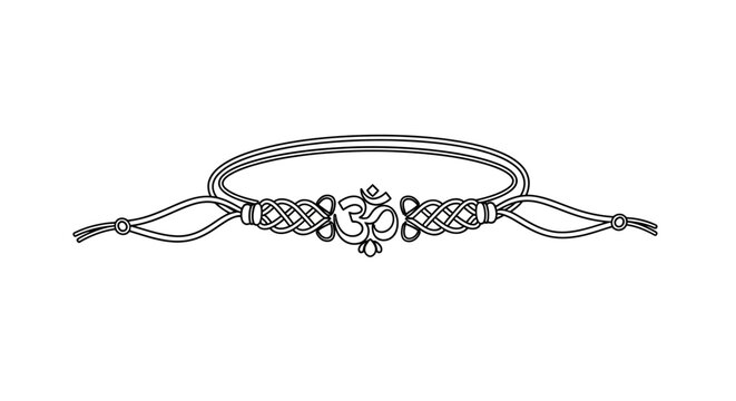 Om Symbol Macrame Bracelet Line Art Illustration