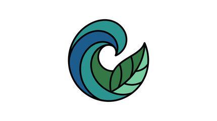 Obraz premium Abstract Wave and Leaf Shape Vector Icon Isolated on White Background for Branding and Graphic Design