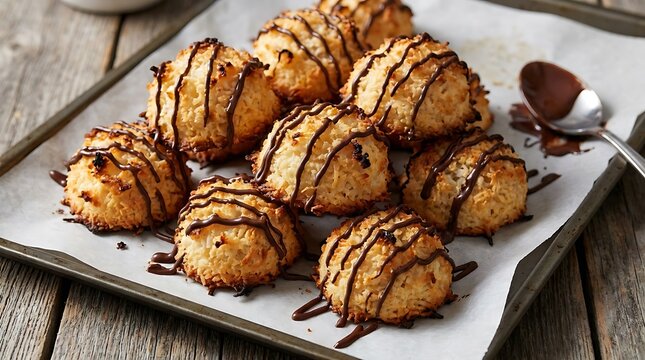 Delicious sweet potato cakes with berry sauce on a baking sheet