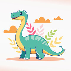 Naklejka premium Cute Cartoon Dinosaur Illustration
