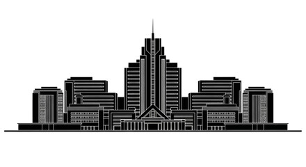 Obraz premium Black City Skyline Silhouette Isolated on White Background