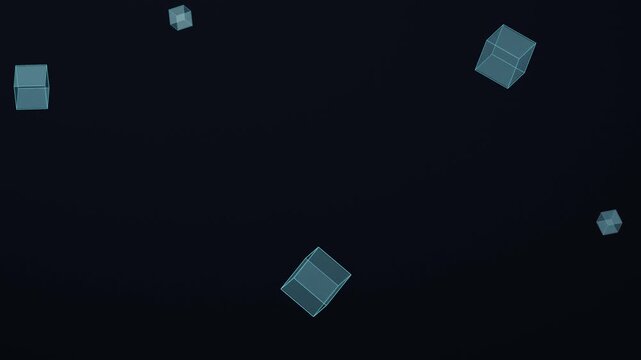 Rotating Glass Cubes on Dark Futuristic Background