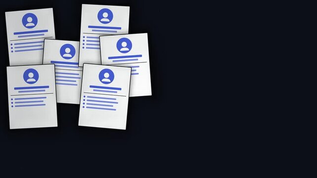 Resume applications piling up for job recruitment process animation clean design