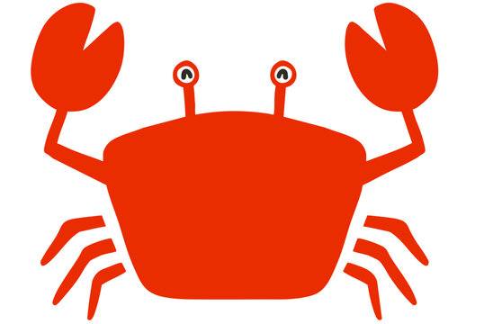 집게 달린 빨간 게 그림 일러스트 백터화 이미지 꽃게 Illustration of a red crab with claws, vectorized image, blue crab