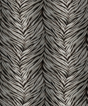 Seamless sophisticated white tiger fur texture featuring elegant abstract chevron hair structures and refined technical animal skin design