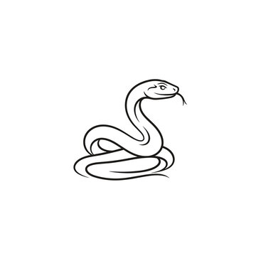 Minimalist Snake Outline Drawing Crawling Profile