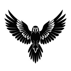 Fototapeta premium Symmetrical Black Bird Icon with Large Spread Wings
