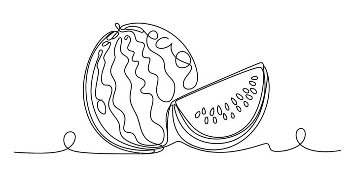 Watermelon illustration with one slice cut out on white background