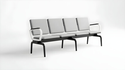 Obraz premium A sleek three-seat sofa with armrests and black legs is displayed indoors