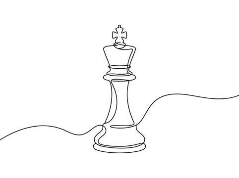 King chess piece in continuous line drawing style representing strategy and thinking