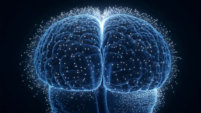 High Definition Animated Visualization of Human Brain Activity Showing Electric Synaptic Connections and Deep Learning Network Technology Insight