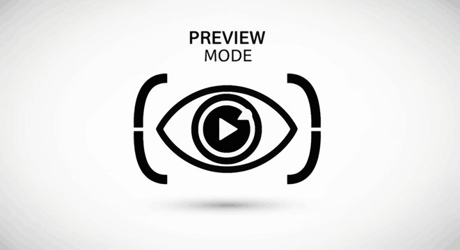 Black play button eye icon graphic.