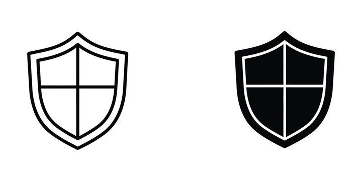 Simple shield icon with white and black cross design