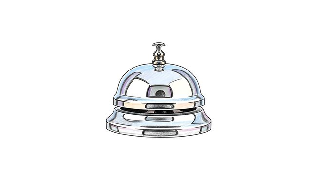 Classic silver chrome hotel reception service bell isolated.