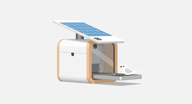 Modern portable photo printer with solar panel attachment.