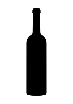 Classic wine bottle silhouette isolated on white background
