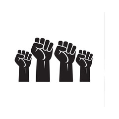 Fototapeta premium Raised fists silhouette graphic design on white background