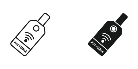 Naklejka premium Black and white walkie-talkie communication icons with signal waves