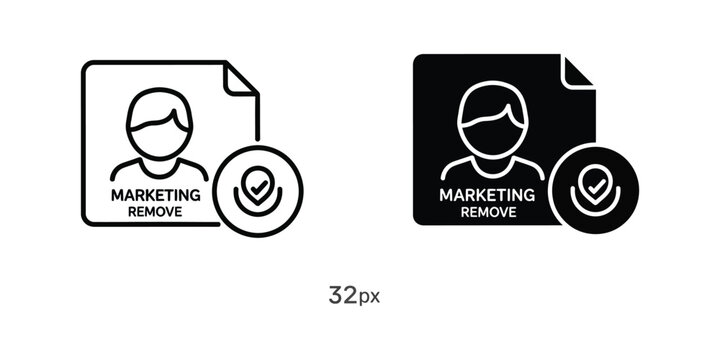 Marketing remove icon with confirmation checkmark