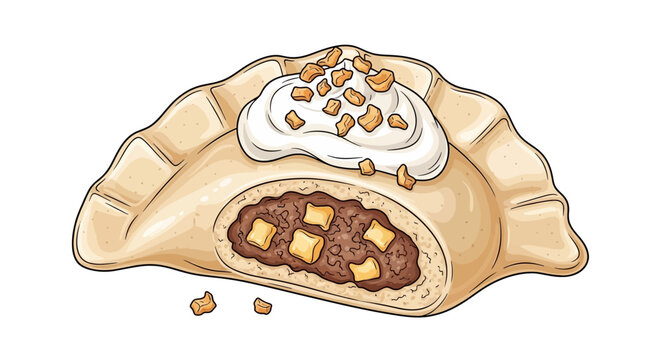 Delicious dessert empanada with chocolate and whipped cream topping