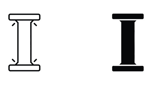 Black and white i-beam structural steel cross-section