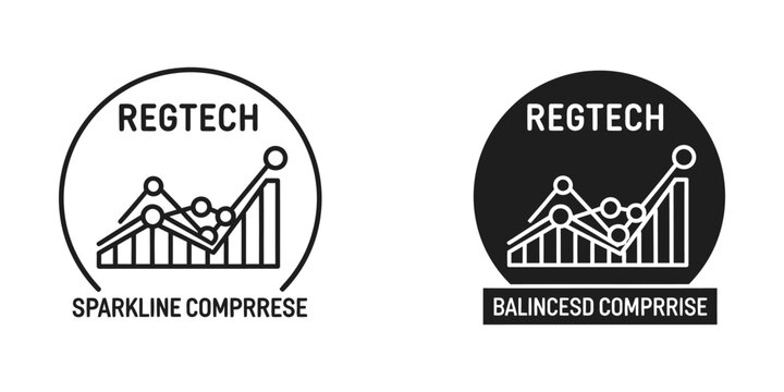 Regtech icon with sparkline and balanced compromise chart design
