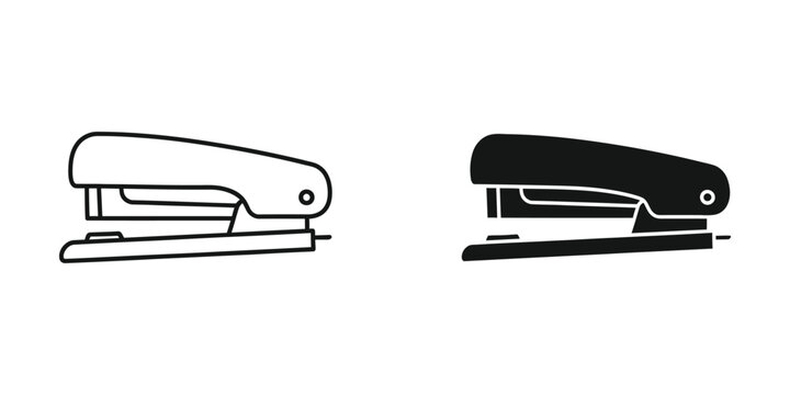 Black and white office stapler icon with clip open