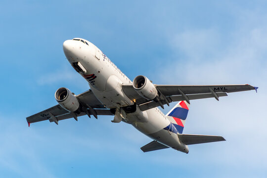 LATAM plane taking off from Santos Dumont Airport in Rio de Janeiro &ndash; Brazil