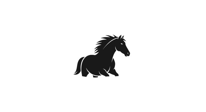 Black horse silhouette running free fast.