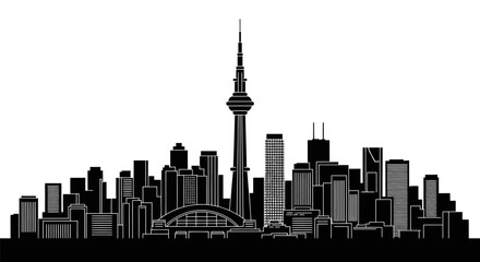 Fototapeta premium Auckland City Skyline Silhouette Vector Illustration