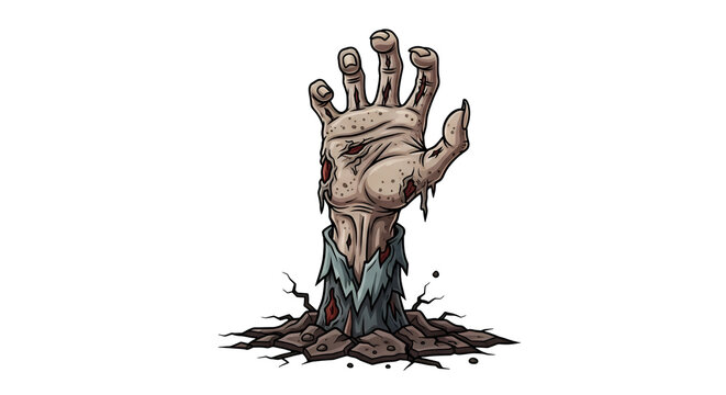Pixel Art Zombie Hand Rises From The Ground With Diseased Skin