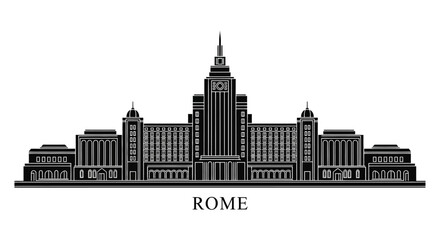 Obraz premium Rome Skyline Silhouette, Iconic Italian Landmark Architectural Vector