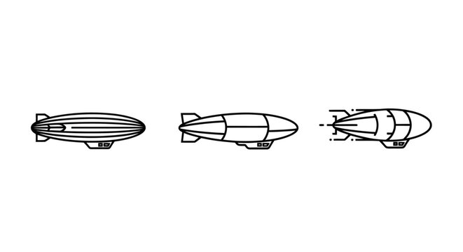 Three Historical Airship and Blimp Illustration Styles.