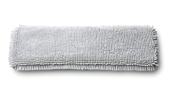 Soft gray microfiber cleaning cloth with fringed edges isolated on whi