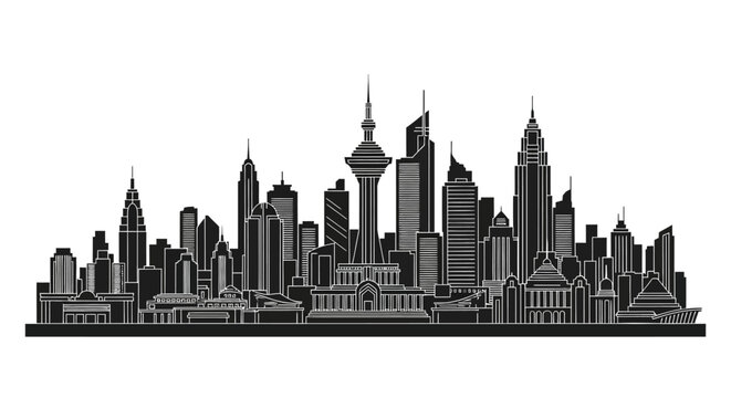 Kuwait City skyline silhouette, detailed urban cityscape vector