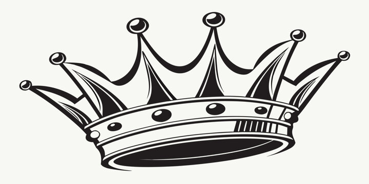Classic royal crown symbol in black and white with heraldic monarchy ornament illustration monochrome isolated sovereign authority decoration silhouette heritage prestige imperial