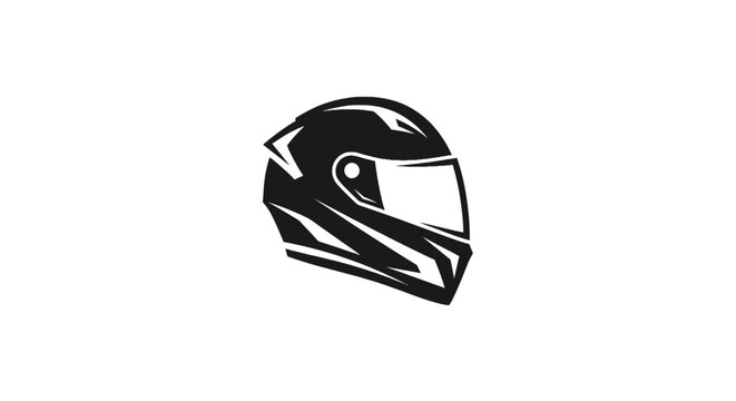 Black Motorcycle Racing Helmet Closeup.