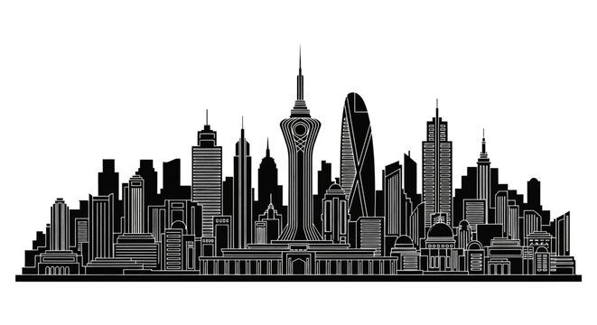 Kuwait City Skyline Silhouette Vector Illustration