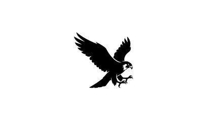 Fototapeta premium Black silhouette of flying eagle bird.