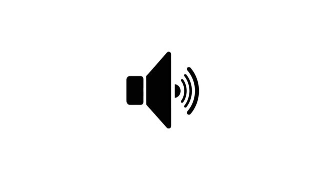 Black speaker icon with sound waves.