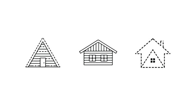 Minimalist House Icons in Line Art Style
