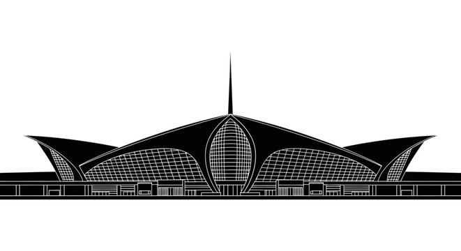 TWA Flight Center Airport Terminal Silhouette, Retro Modern Landmark