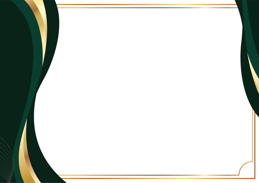 Modern Certificate Template with gold and Dark green swirls element and luxury golden border